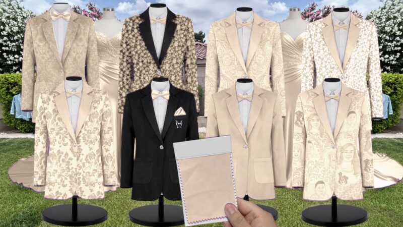 Pale Yellow Crepe Suit and Tuxedo – Exact Color Match for Revelry Bridesmaid Dresses
