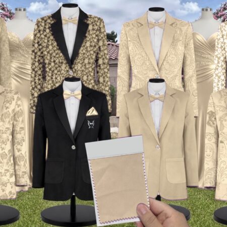 Pale Yellow Meadow Blooms Satin Floral Print Suit and Tuxedo – Exact Color Match for Revelry Bridesmaid Dresses