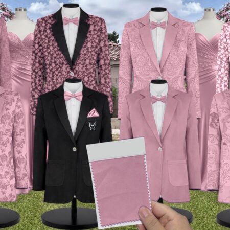 Perfect Pink Chiffon Suit and Tuxedo – Exact Color Match for Revelry Bridesmaid Dresses