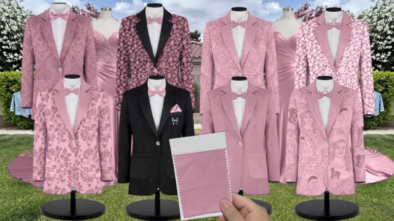 Perfect Pink Chiffon Suit and Tuxedo – Exact Color Match for Revelry Bridesmaid Dresses