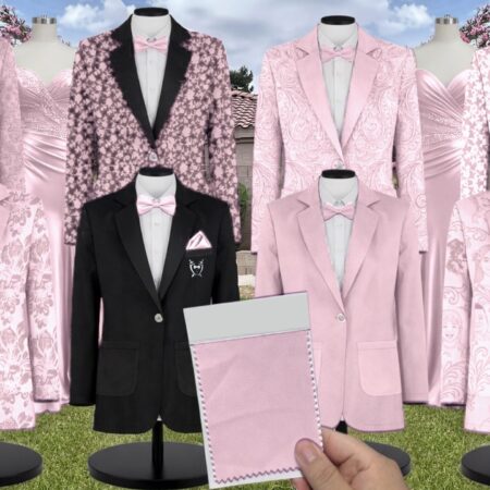 Perfect Pink Crepe Suit and Tuxedo – Exact Color Match for Revelry Bridesmaid Dresses
