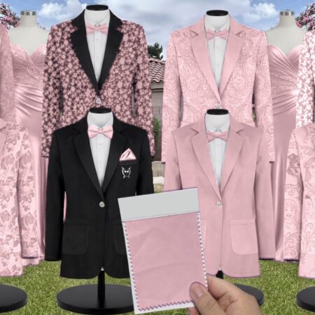 Perfect Pink Posey Chiffon Floral Print Suit and Tuxedo – Exact Color Match for Revelry Bridesmaid Dresses