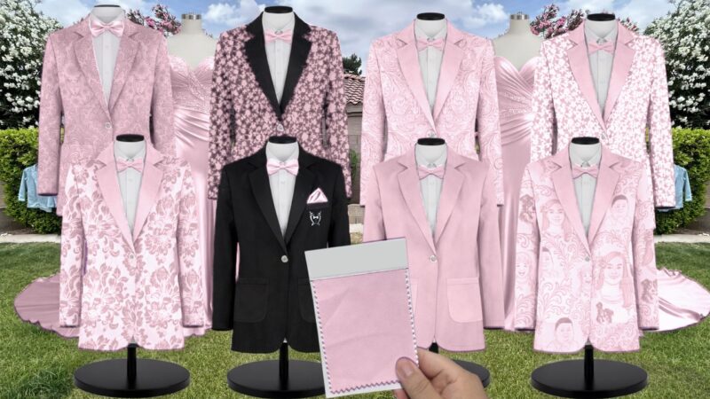 Perfect Pink Tulle Suit and Tuxedo – Exact Color Match for Revelry Bridesmaid Dresses