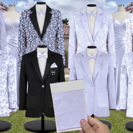 Periwinkle Satin Suit and Tuxedo – Exact Color Match for Revelry Bridesmaid Dresses
