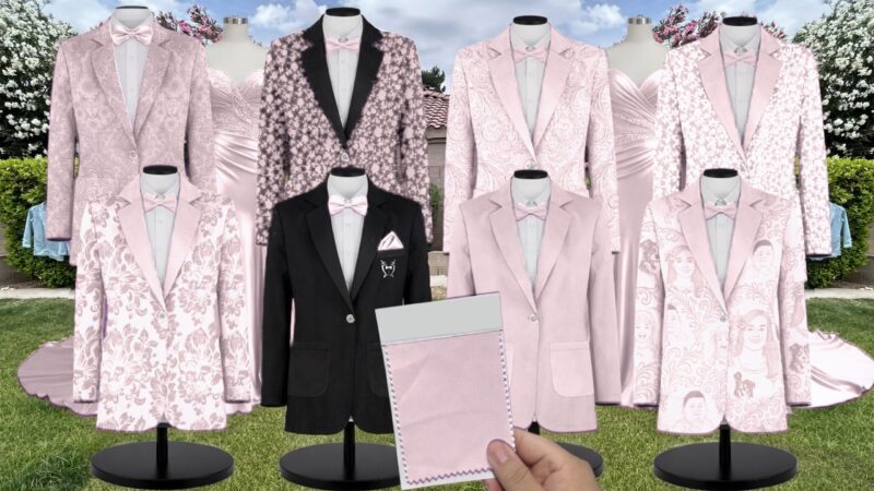 Petal Pink Tulle Suit and Tuxedo – Exact Color Match for Revelry Bridesmaid Dresses