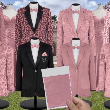 Pink Sequin Suit and Tuxedo – Exact Color Match for Revelry Bridesmaid Dresses