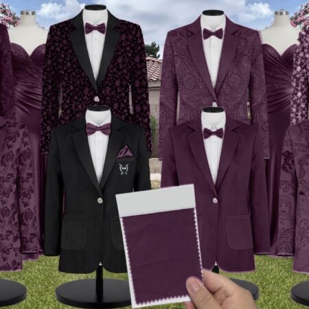 Purple Velvet Suit and Tuxedo – Exact Color Match for Revelry Bridesmaid Dresses