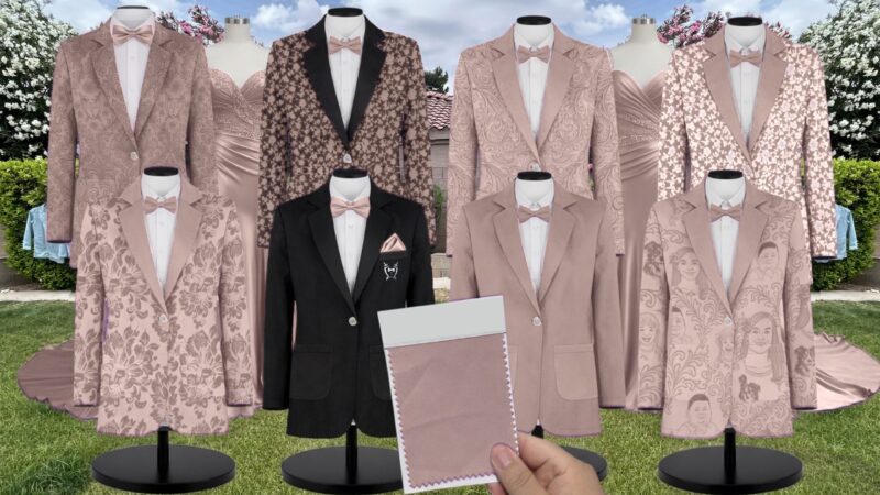 Ready To Ship Velvet Suit and Tuxedo – Exact Color Match for Revelry Bridesmaid Dresses