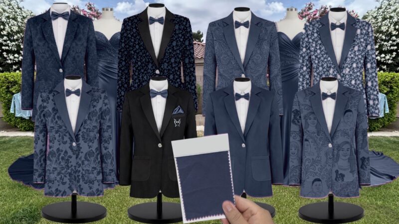 Romantic Blue Chiffon Suit and Tuxedo – Exact Color Match for Revelry Bridesmaid Dresses