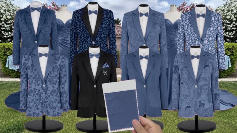 Romantic Blue Tulle Suit and Tuxedo – Exact Color Match for Revelry Bridesmaid Dresses