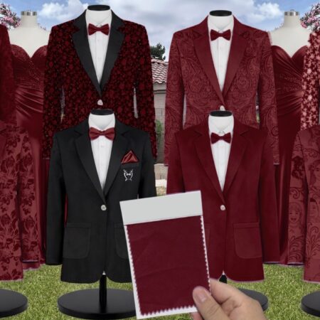 Romantic Rose Velvet Suit and Tuxedo – Exact Color Match for Revelry Bridesmaid Dresses