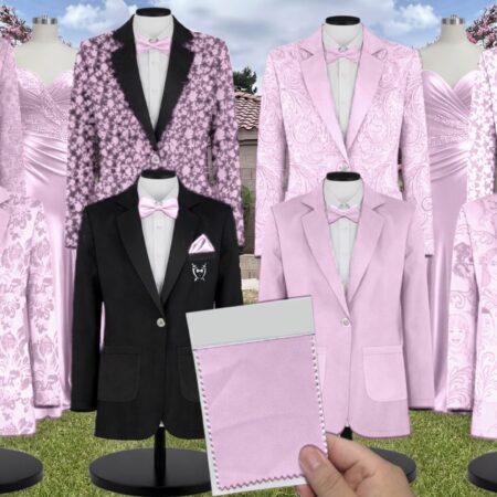 Rose Petal Chiffon Suit and Tuxedo – Exact Color Match for Revelry Bridesmaid Dresses