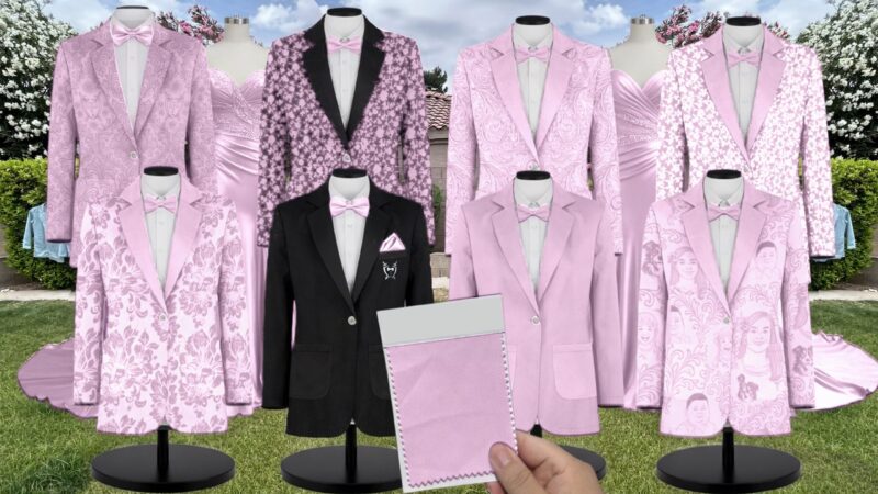 Rose Petal Tulle Suit and Tuxedo – Exact Color Match for Revelry Bridesmaid Dresses