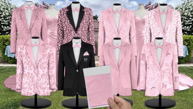 Rosette Chiffon Suit and Tuxedo – Exact Color Match for Revelry Bridesmaid Dresses