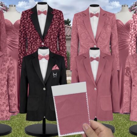 Rosewood Chiffon Suit and Tuxedo – Exact Color Match for Revelry Bridesmaid Dresses
