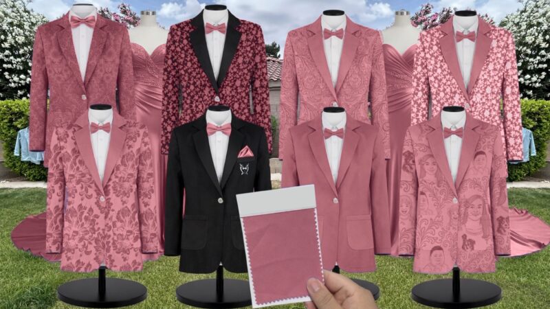 Rosewood Tulle Suit and Tuxedo – Exact Color Match for Revelry Bridesmaid Dresses