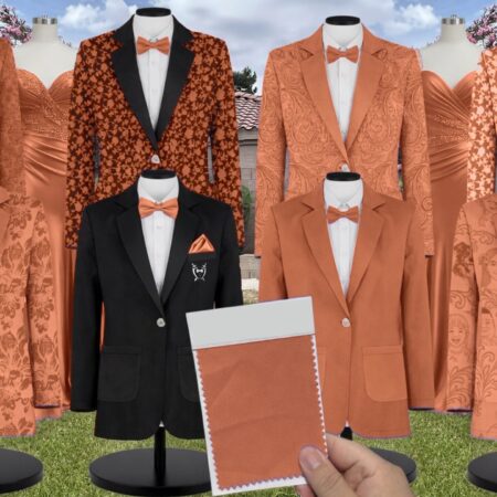 Rust Tulle Suit and Tuxedo – Exact Color Match for Revelry Bridesmaid Dresses