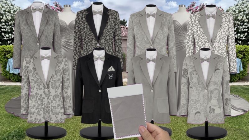 Sage Bouquet Chiffon Floral Print Suit and Tuxedo – Exact Color Match for Revelry Bridesmaid Dresses