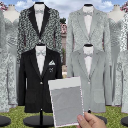 Sage Bouquet Satin Floral Print Suit and Tuxedo – Exact Color Match for Revelry Bridesmaid Dresses