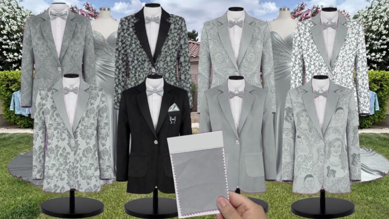 Sage Bouquet Satin Floral Print Suit and Tuxedo – Exact Color Match for Revelry Bridesmaid Dresses