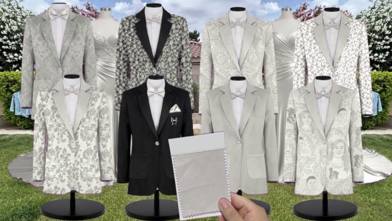 Sage Jacquard Suit and Tuxedo – Exact Color Match for Revelry Bridesmaid Dresses