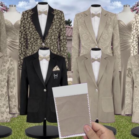 Silver Sage Chiffon Suit and Tuxedo – Exact Color Match for Revelry Bridesmaid Dresses