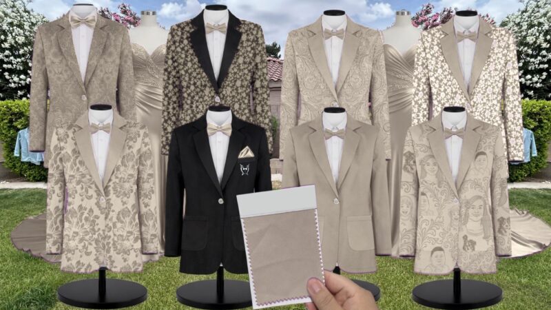 Silver Sage Floral Burnout Velvet Suit and Tuxedo – Exact Color Match for Revelry Bridesmaid Dresses
