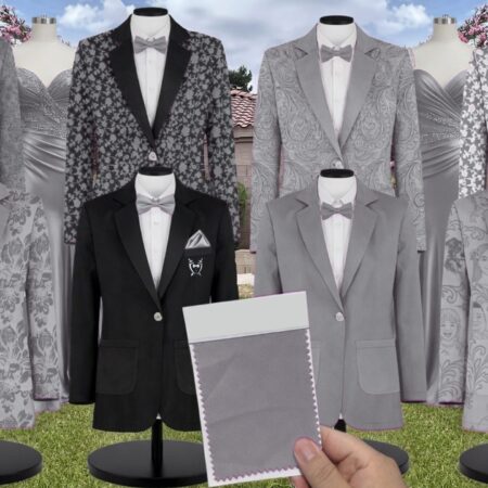 Silver Sequin Suit and Tuxedo – Exact Color Match for Revelry Bridesmaid Dresses
