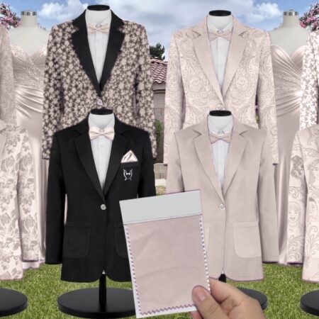 Soft Champagne Satin Suit and Tuxedo – Exact Color Match for Revelry Bridesmaid Dresses