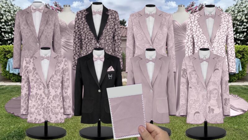 Taupe Satin Suit and Tuxedo – Exact Color Match for Revelry Bridesmaid Dresses