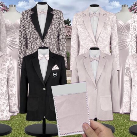 White Pearl Straight Line Sequin Suit and Tuxedo – Exact Color Match for Revelry Bridesmaid Dresses
