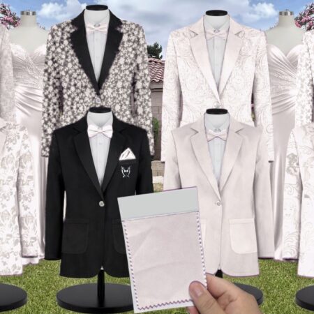 White Pearl Tulle Suit and Tuxedo – Exact Color Match for Revelry Bridesmaid Dresses