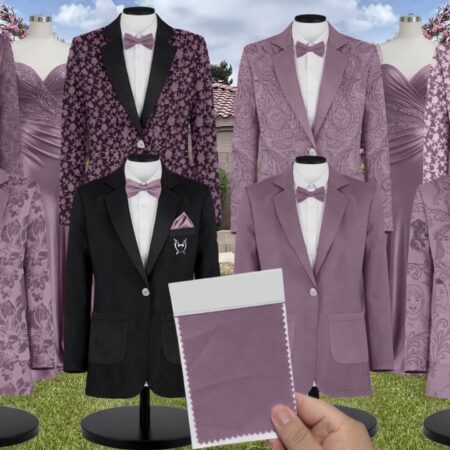 Wisteria Chiffon Suit and Tuxedo – Exact Color Match for Revelry Bridesmaid Dresses