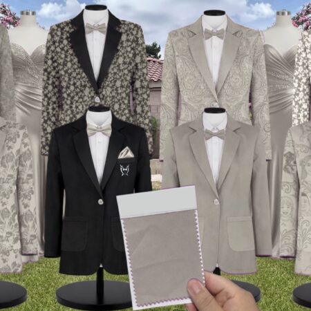 Army Green White Vines Suit and Tuxedo – Exact Color Match for Saks Fifth Avenue Bridesmaid Dresses
