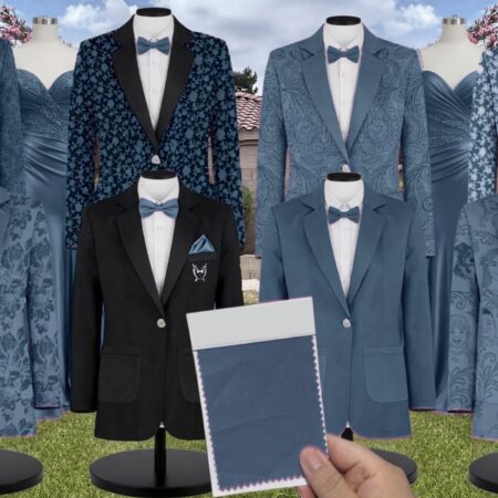 Lake Shrubbery Suit and Tuxedo – Exact Color Match for Saks Fifth Avenue Bridesmaid Dresses