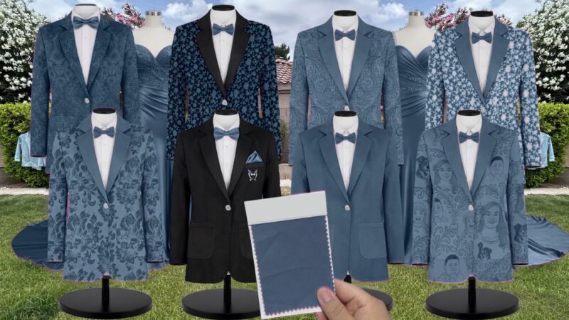 Lake Shrubbery Suit and Tuxedo – Exact Color Match for Saks Fifth Avenue Bridesmaid Dresses