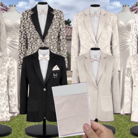 Oat White Vines Suit and Tuxedo – Exact Color Match for Saks Fifth Avenue Bridesmaid Dresses