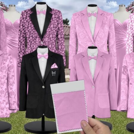 Royal Pink White Vines Suit and Tuxedo – Exact Color Match for Saks Fifth Avenue Bridesmaid Dresses