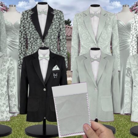 Agave Green Chiffon Suit and Tuxedo – Exact Color Match for Stacees Bridesmaid Dresses