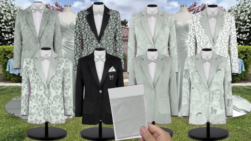 Agave Green Chiffon Suit and Tuxedo – Exact Color Match for Stacees Bridesmaid Dresses