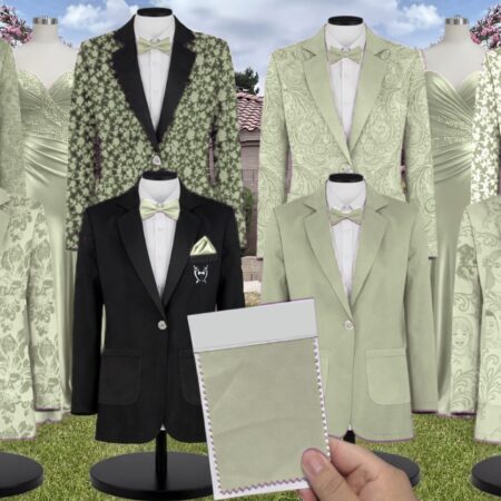 Agave Green Satin Suit and Tuxedo – Exact Color Match for Stacees Bridesmaid Dresses
