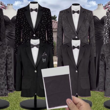 Black Chiffon Suit and Tuxedo – Exact Color Match for Stacees Bridesmaid Dresses