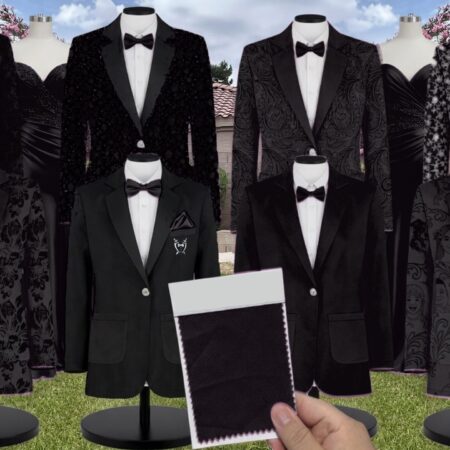 Black Chiffon Fabric Suit and Tuxedo – Exact Color Match for Stacees Bridesmaid Dresses