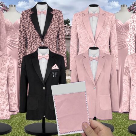 Blush Chiffon Suit and Tuxedo – Exact Color Match for Stacees Bridesmaid Dresses