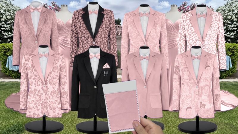 Blush Tulle Suit and Tuxedo – Exact Color Match for Stacees Bridesmaid Dresses