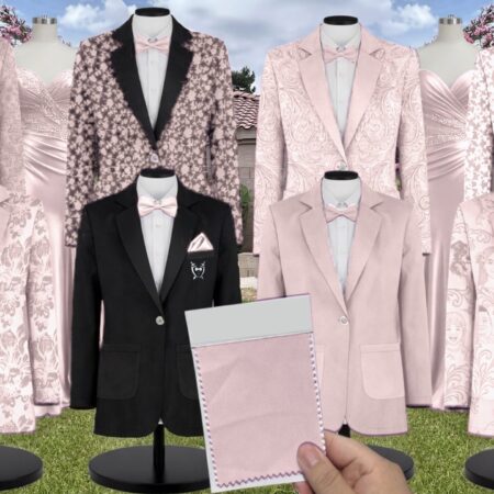 Blushing Pink Chiffon Suit and Tuxedo – Exact Color Match for Stacees Bridesmaid Dresses