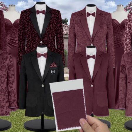 Cabernet Chiffon Suit and Tuxedo – Exact Color Match for Stacees Bridesmaid Dresses