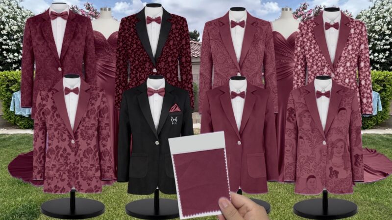 Cabernet Tulle Suit and Tuxedo – Exact Color Match for Stacees Bridesmaid Dresses