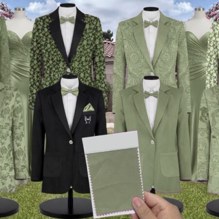 Celadon Chiffon Fabric Suit and Tuxedo – Exact Color Match for Stacees Bridesmaid Dresses