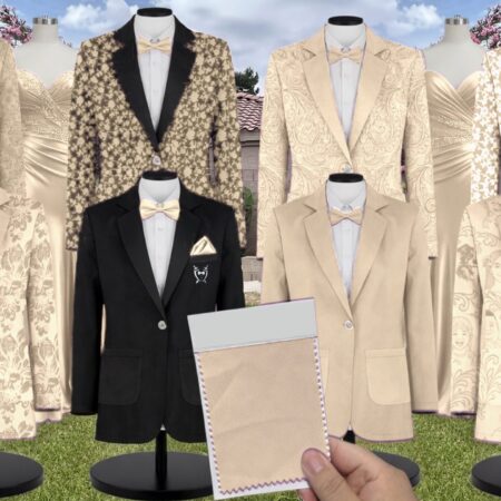Champagne Satin Suit and Tuxedo – Exact Color Match for Stacees Bridesmaid Dresses